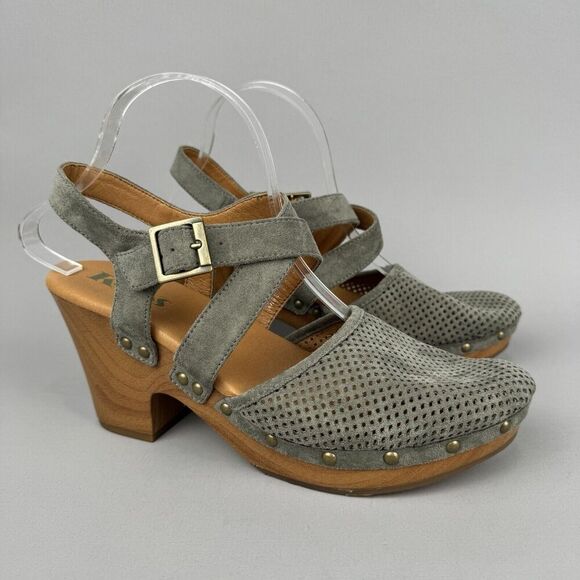 Korks By Kork Ease Clogs Womens 10‎ Green Studded Abloom Platform Slingback Boho - Picture 1 of 13